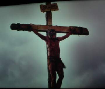 Jesus on the cross as the Passover Lamb, as portrayed in the film, 'The Passion of The Christ'