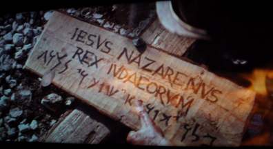 Sign on the cross, from the movie, 'Passion of The Christ'