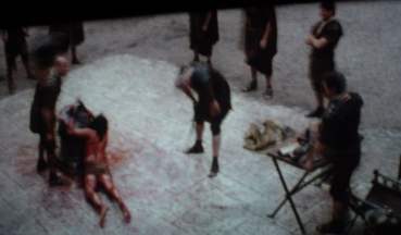 Jesus was mercilessly beaten and scourged by Romans soldiers - scene from  the movie, 'The Passion of the Christ'